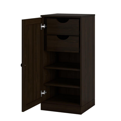 17" Espresso Solid Wood Single Door Linen Cabinet HomeRoots