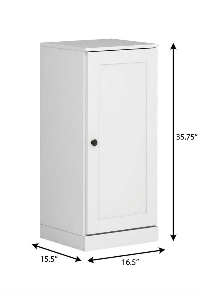 17" White Solid Wood Single Door Linen Cabinet