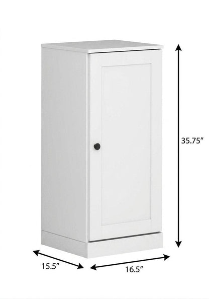 17" White Solid Wood Single Door Linen Cabinet