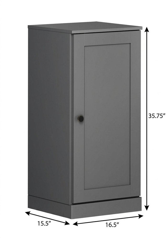 17" Gray Solid Wood Single Door Linen Cabinet HomeRoots