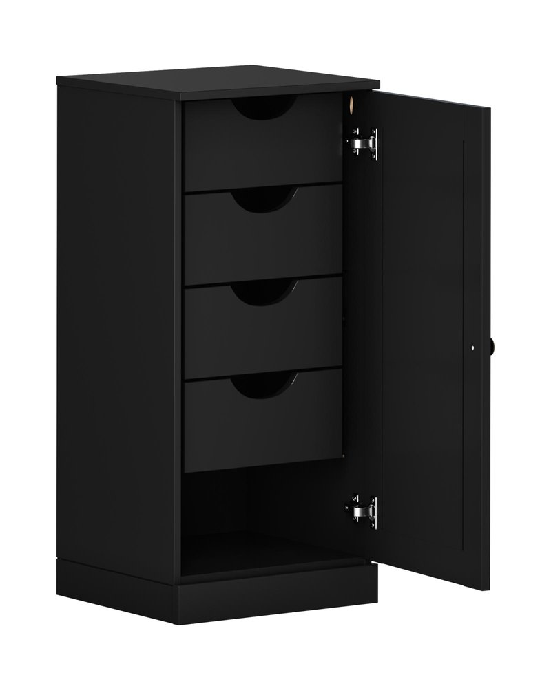 17" Black Solid Wood Single Door Linen Cabinet — view 2