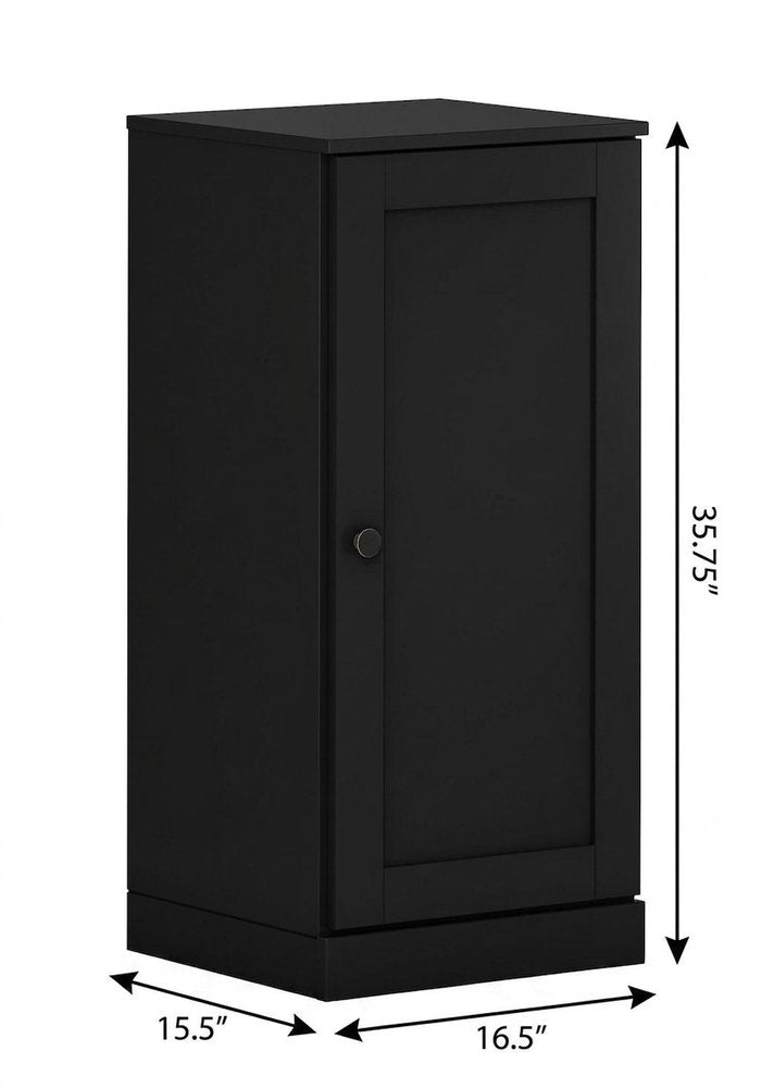 17" Black Solid Wood Single Door Linen Cabinet — view 4