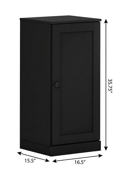 17" Black Solid Wood Single Door Linen Cabinet HomeRoots