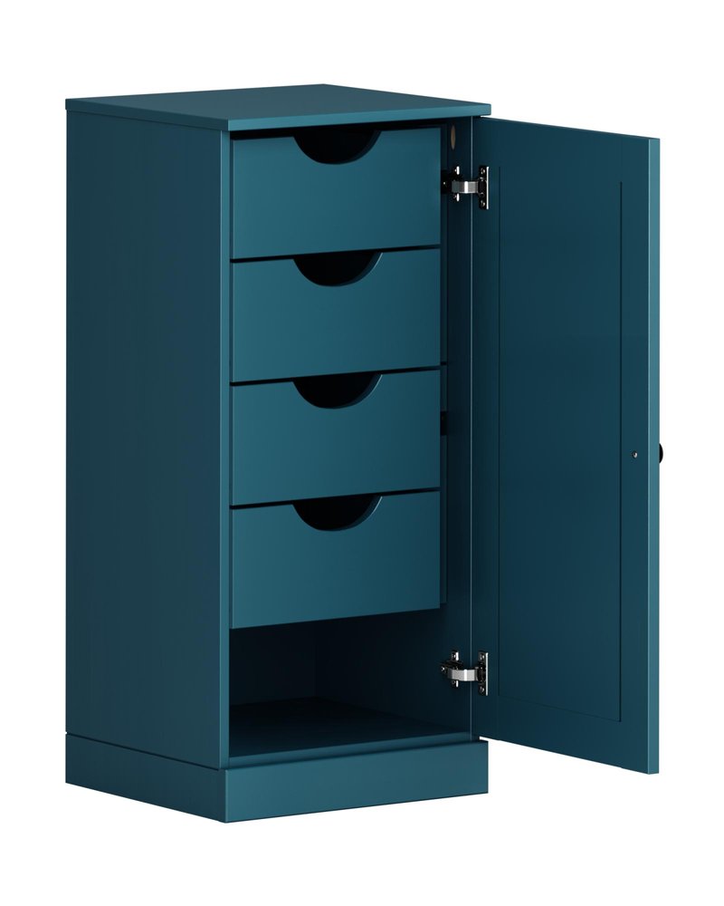 17" Teal Blue Solid Wood Single Door Linen Cabinet — view 3