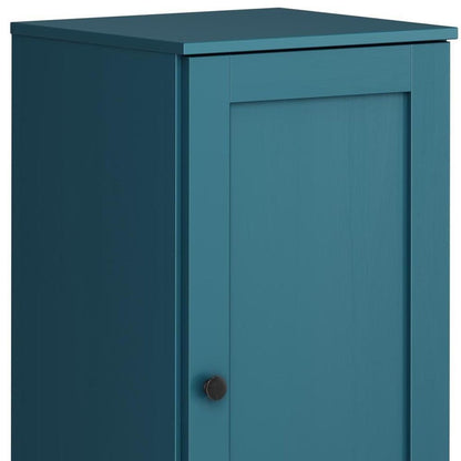 17" Teal Blue Solid Wood Single Door Linen Cabinet HomeRoots