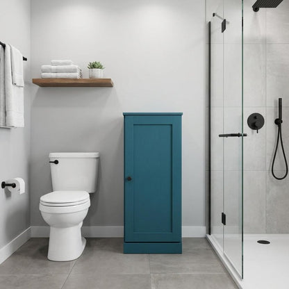 17" Teal Blue Solid Wood Single Door Linen Cabinet HomeRoots