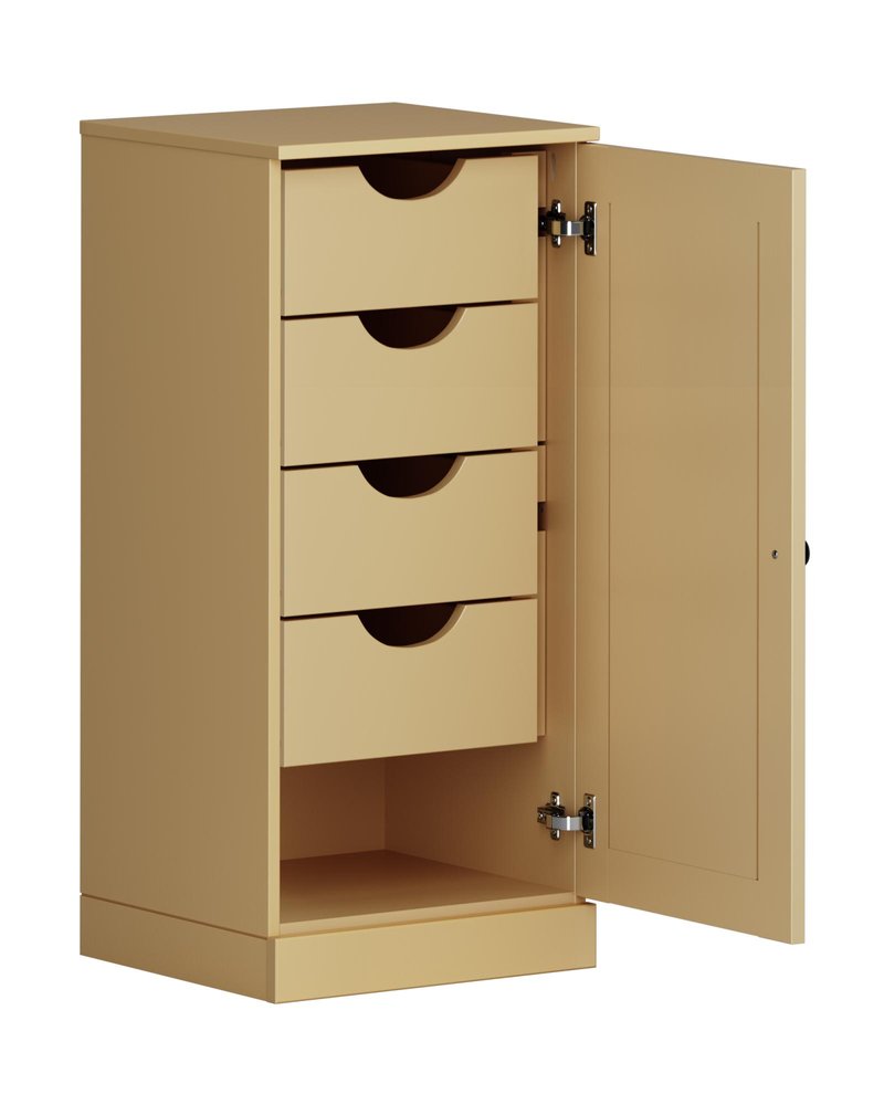 17" Yellow Solid Wood Single Door Linen Cabinet — view 2