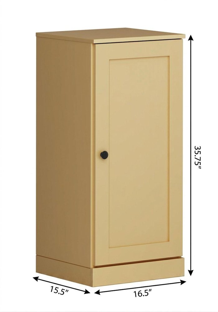 17" Yellow Solid Wood Single Door Linen Cabinet — view 5