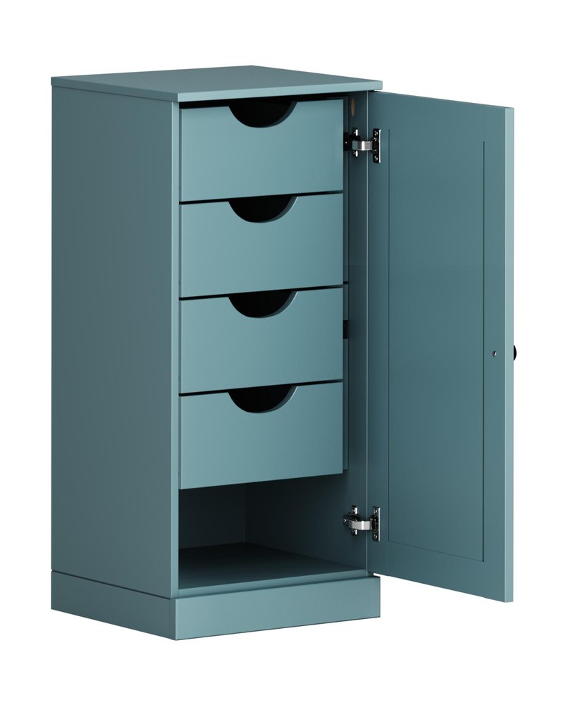 17" Aqua Solid Wood Single Door Linen Cabinet HomeRoots