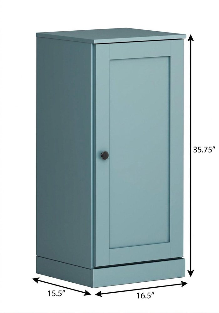 17" Aqua Solid Wood Single Door Linen Cabinet — view 4