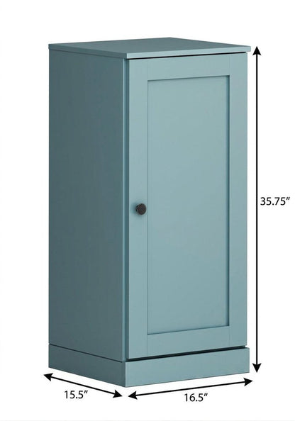 17" Aqua Solid Wood Single Door Linen Cabinet HomeRoots