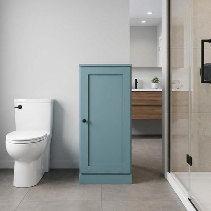 17" Aqua Solid Wood Single Door Linen Cabinet HomeRoots