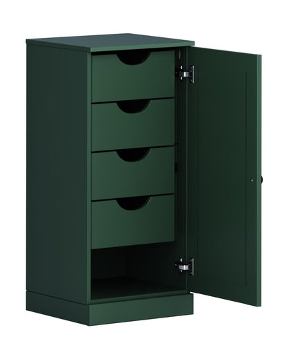 17" Green Solid Wood Single Door Linen Cabinet HomeRoots