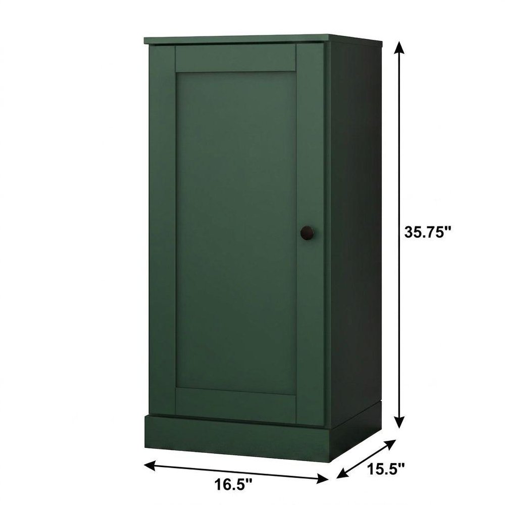 17" Green Solid Wood Single Door Linen Cabinet HomeRoots