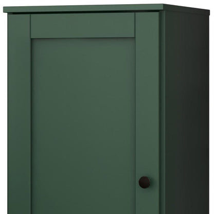 17" Green Solid Wood Single Door Linen Cabinet HomeRoots