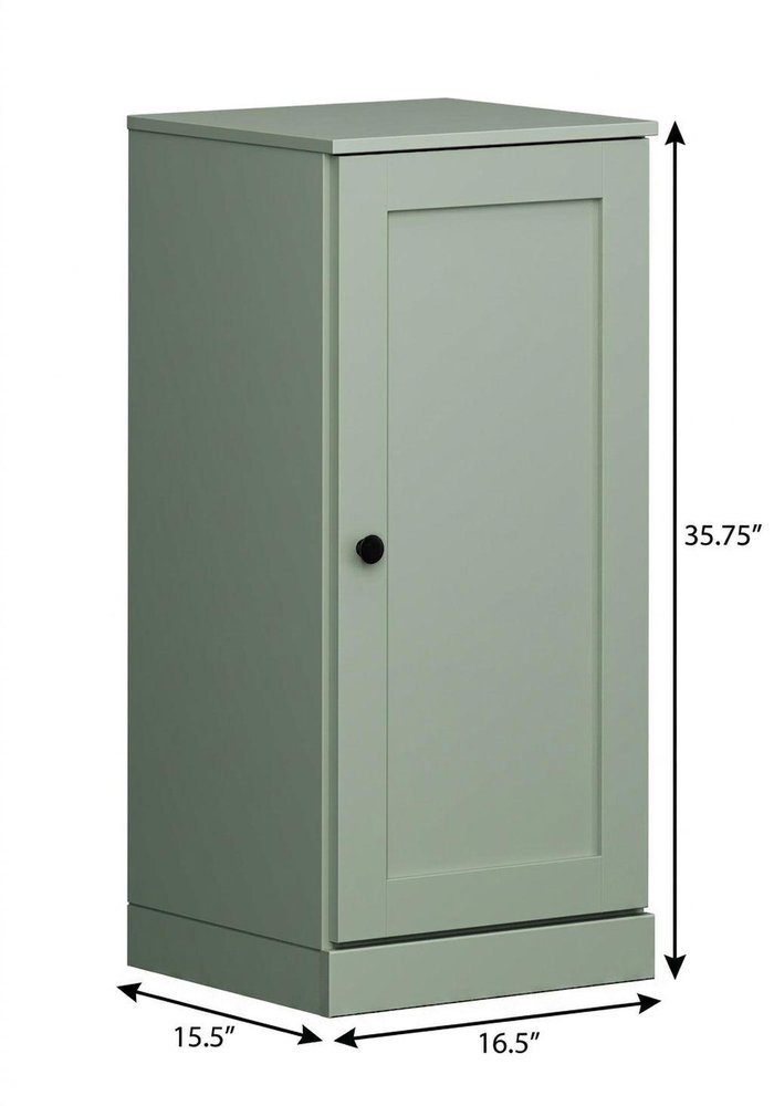 17" Sage Solid Wood Single Door Linen Cabinet — view 5