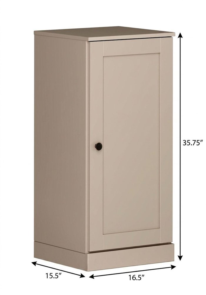 17" Beige Solid Wood Single Door Linen Cabinet — view 4