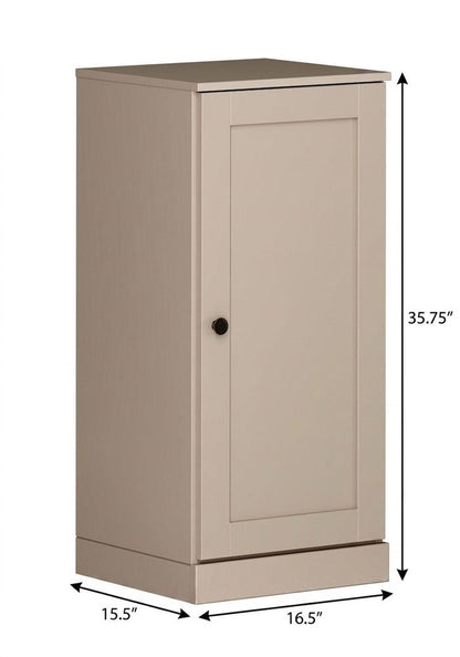 17" Beige Solid Wood Single Door Linen Cabinet HomeRoots