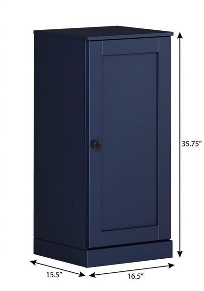 17" Navy Blue Solid Wood Single Door Linen Cabinet HomeRoots