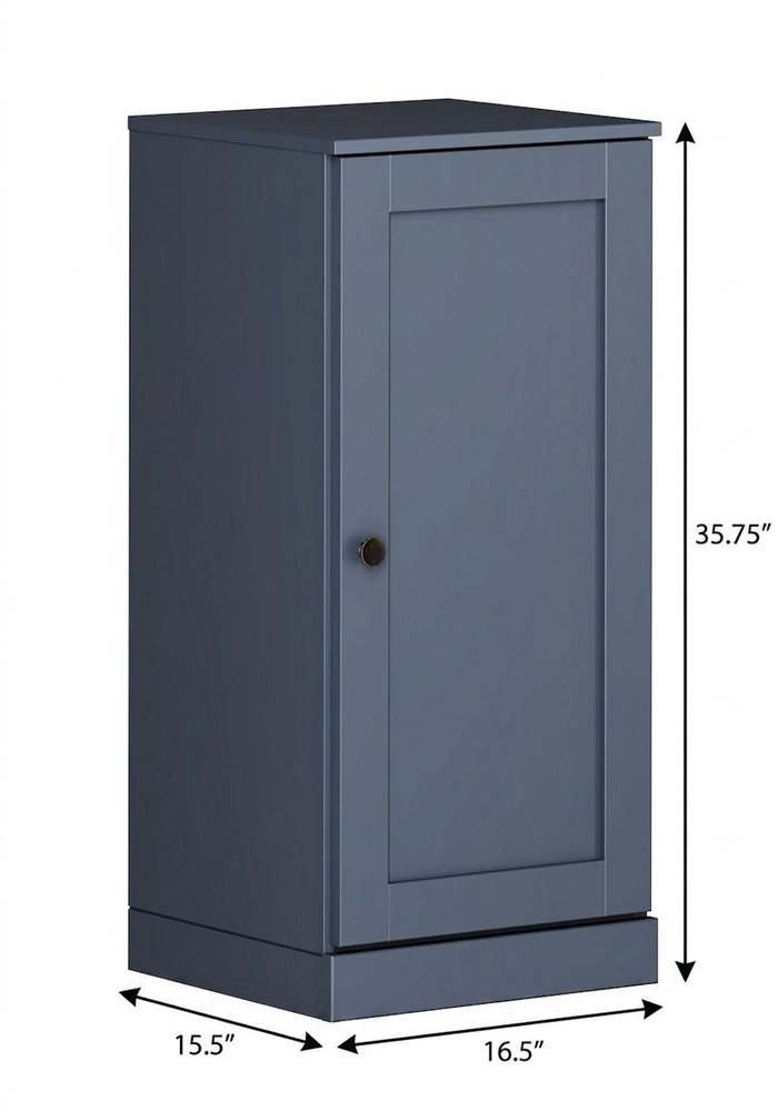 17" French Blue Solid Wood Single Door Linen Cabinet HomeRoots