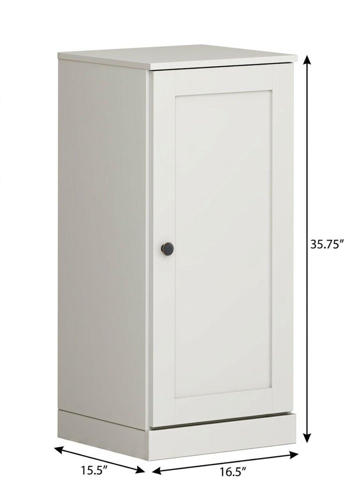 17" Off White Solid Wood Single Door Linen Cabinet — view 5