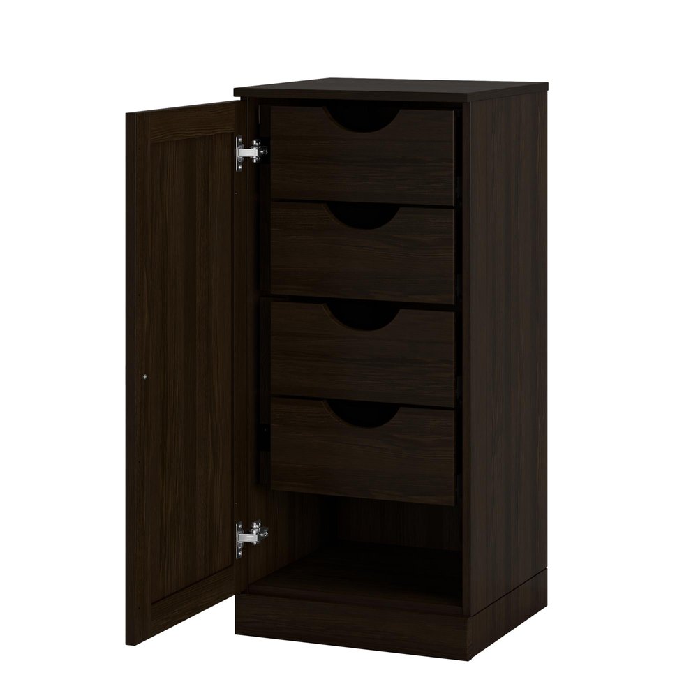 17" Espresso Solid Wood Single Door Linen Cabinet — view 2