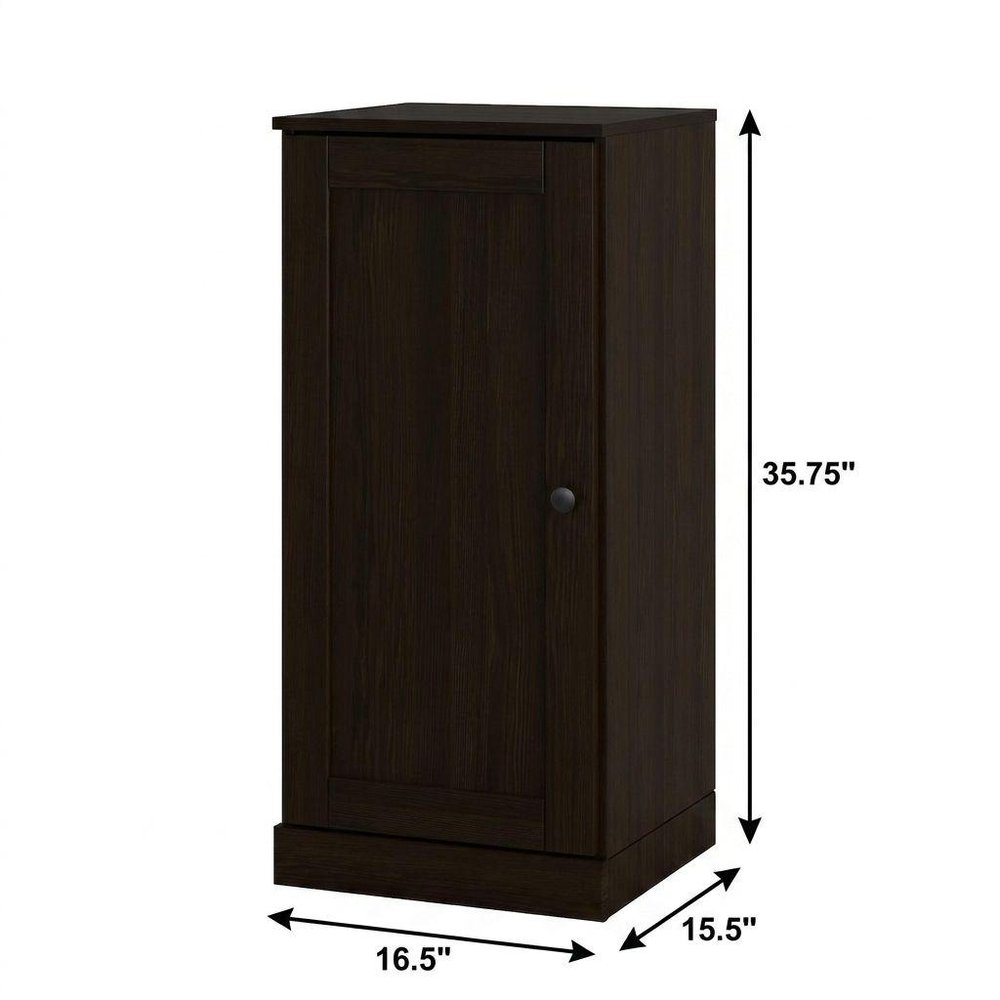 17" Espresso Solid Wood Single Door Linen Cabinet — view 5