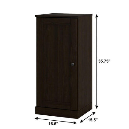 17" Espresso Solid Wood Single Door Linen Cabinet HomeRoots