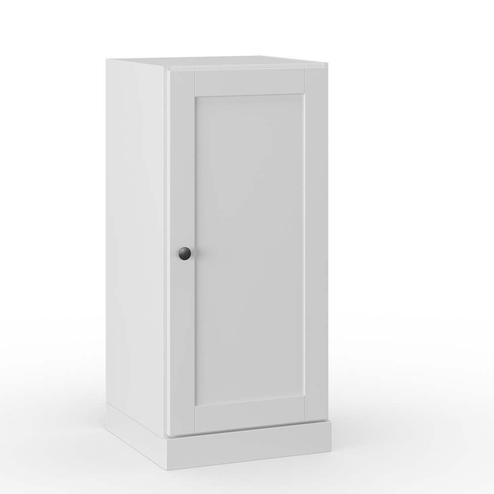 17" White Solid Wood Single Door Linen Cabinet