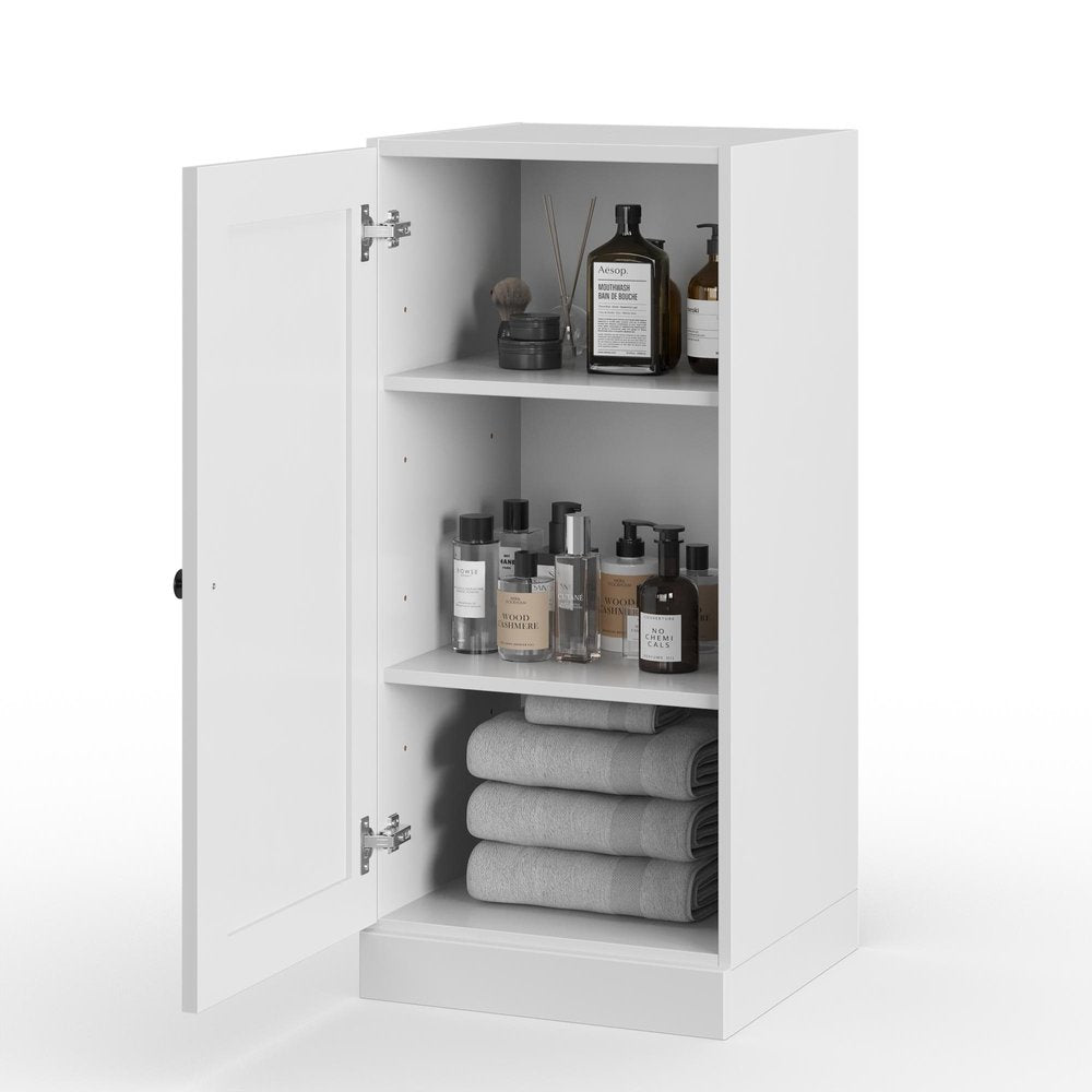 17" White Solid Wood Single Door Linen Cabinet