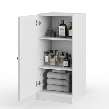 17" White Solid Wood Single Door Linen Cabinet