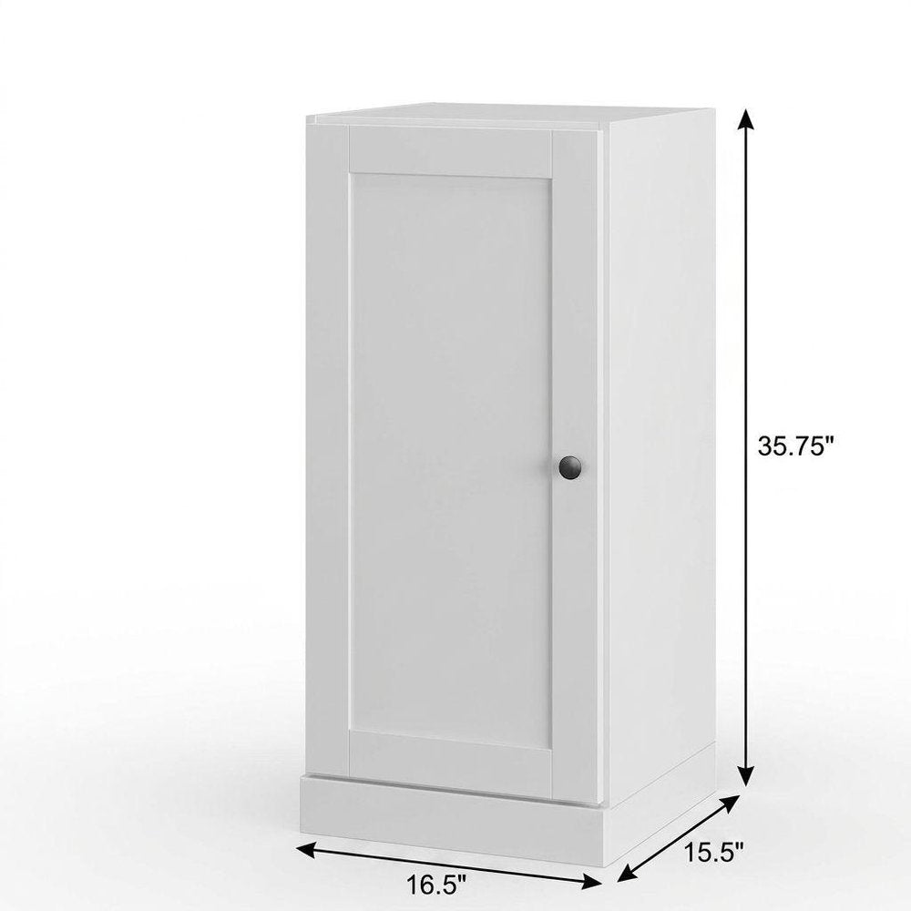 17" White Solid Wood Single Door Linen Cabinet — view 5