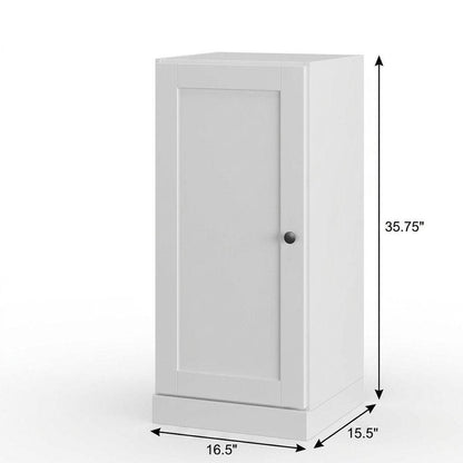 17" White Solid Wood Single Door Linen Cabinet HomeRoots