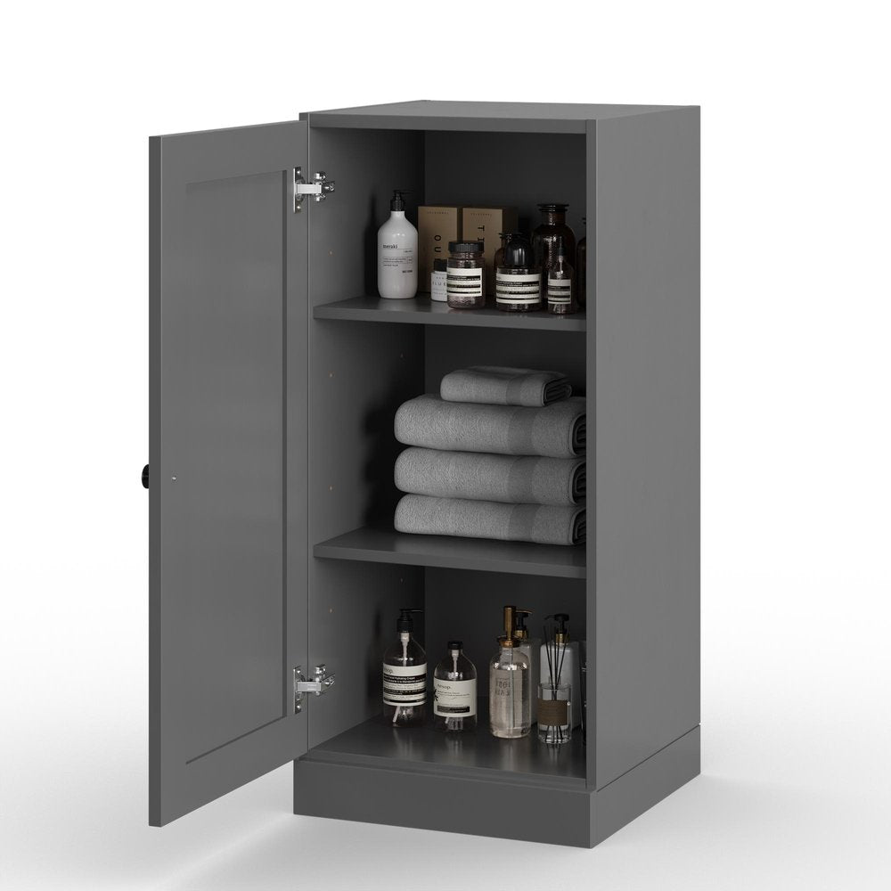 17" Gray Solid Wood Single Door Linen Cabinet — view 2