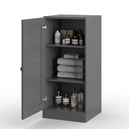 17" Gray Solid Wood Single Door Linen Cabinet