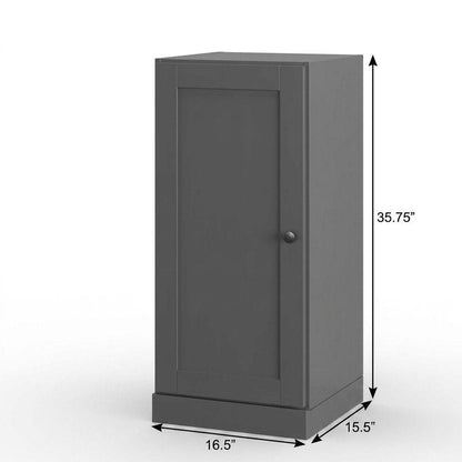 17" Gray Solid Wood Single Door Linen Cabinet HomeRoots