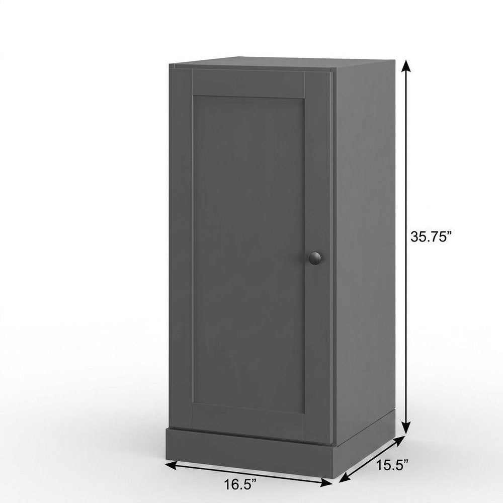 17" Gray Solid Wood Single Door Linen Cabinet — view 5