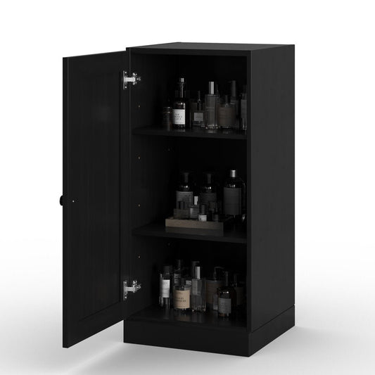 17" Black Solid Wood Single Door Linen Cabinet