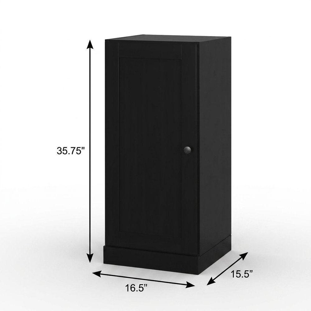 17" Black Solid Wood Single Door Linen Cabinet HomeRoots