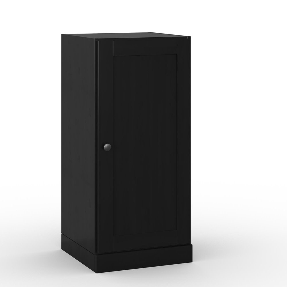17" Black Solid Wood Single Door Linen Cabinet — view 2