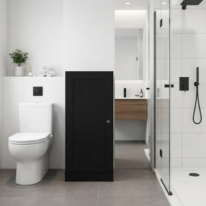 17" Black Solid Wood Single Door Linen Cabinet HomeRoots