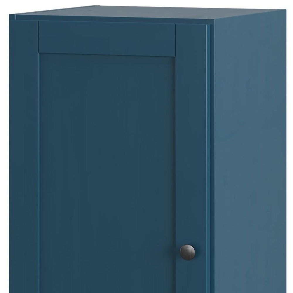 17" Teal Blue Solid Wood Single Door Linen Cabinet HomeRoots