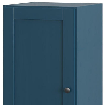 17" Teal Blue Solid Wood Single Door Linen Cabinet HomeRoots