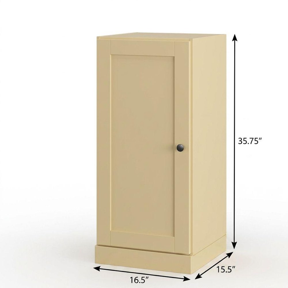 17" Yellow Solid Wood Single Door Linen Cabinet — view 4