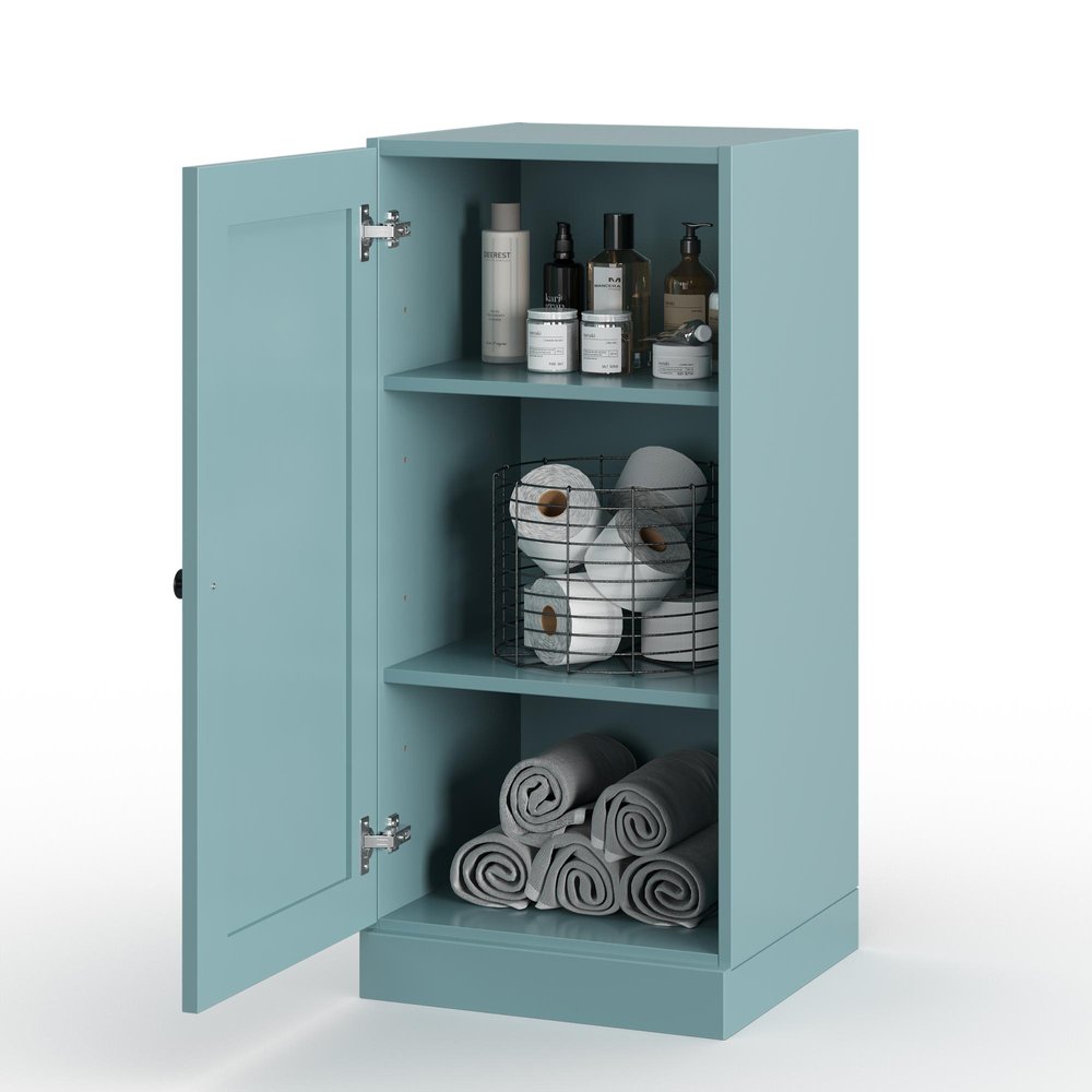 17" Aqua Solid Wood Single Door Linen Cabinet