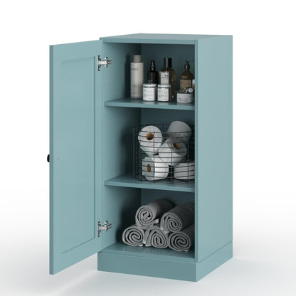 17" Aqua Solid Wood Single Door Linen Cabinet