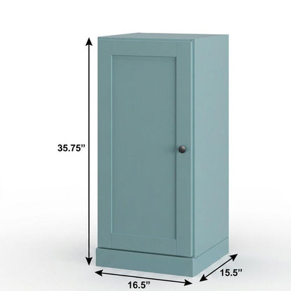 17" Aqua Solid Wood Single Door Linen Cabinet HomeRoots