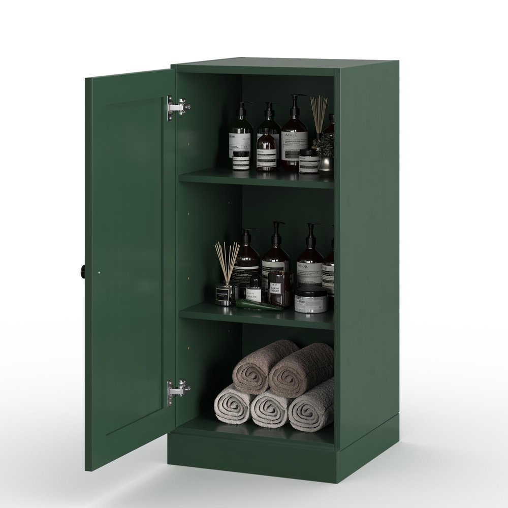 17" Green Solid Wood Single Door Linen Cabinet