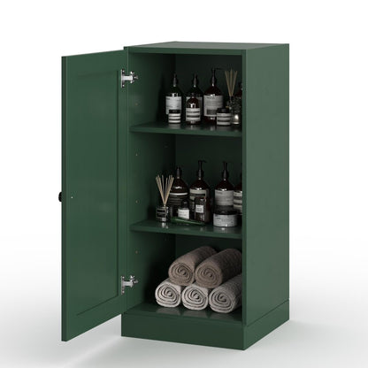 17" Green Solid Wood Single Door Linen Cabinet