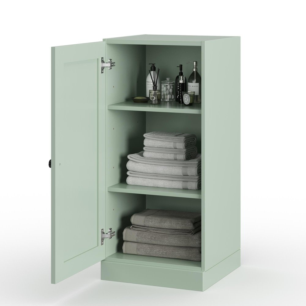 17" Sage Solid Wood Single Door Linen Cabinet — view 2